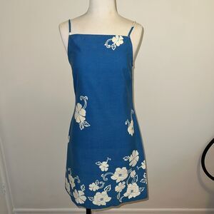 ESPRIT Vintage Hawaiian Floral Hibiscus 100% Cotton Slip Dress Sz 7/8 90s Y2K